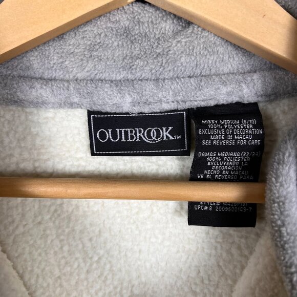 Outbrook‎ Gray Leaf Embroidered Sherpa soft Cozy Jacket - Picture 4 of 6